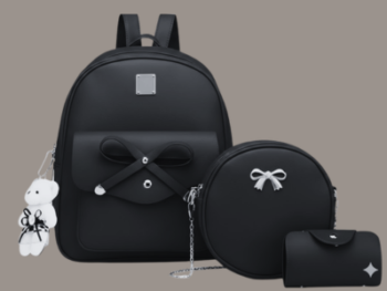 Elegant 3-Piece Vegan Leather mini Backpack Set