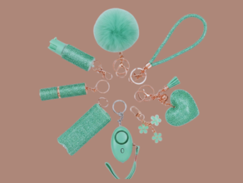 Stylish Women’s Keychain Gift Set & Pom Pom