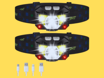 Dual-Beam Rechargeable LED Headlamp (Pack of 2)