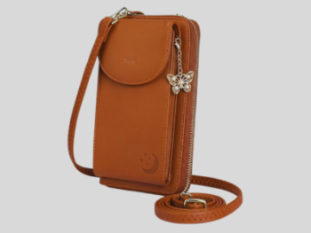Women’s Small Tan Faux Leather Phone Crossbody Bag