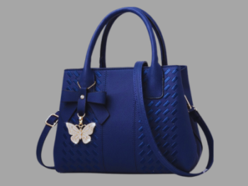Stylish Handbag with Chic Bow, Woven Panels, and Pave-Set