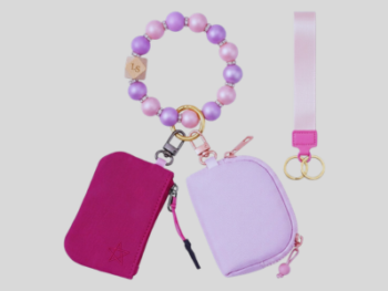 Dual-Pouch Keychain with Bead Bangle